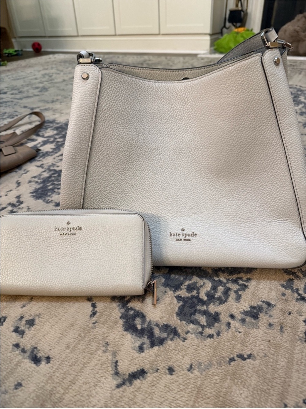 kate spade cream pebbled leather shoulder bag with matching wallet